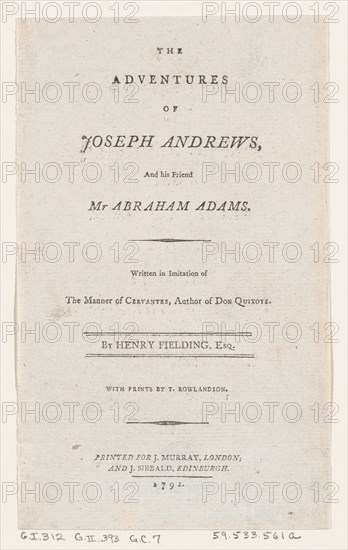 Title Page: "The Adventures of Joseph Andrews