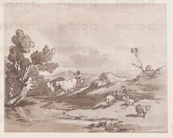 Landscape with a Figure Herding Cattle to Water