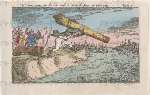 The Baron Jumps into the Sea with a Turkish piece of Ordnance