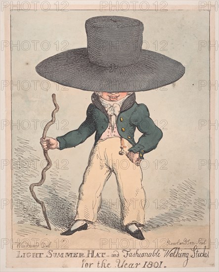 Light Summer Hat and Fashionable Walking Sticks for the Year 1801