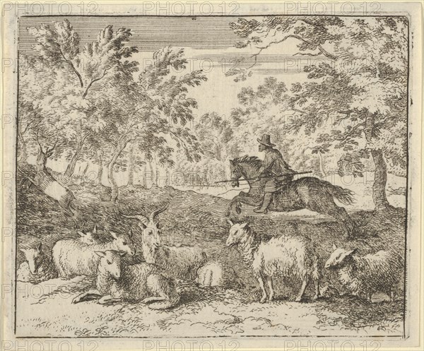 The Shepherd on Horseback Chases the Stag. From Hendrick van Alcmar's Renard The Fox