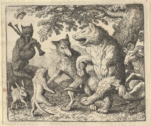 A Party in Honour of the Bear and the Wolf. From Hendrick van Alcmar's Renard The Fox