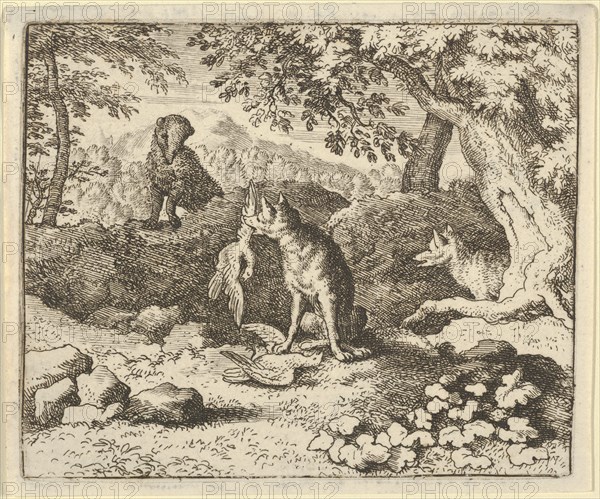 The Badger Hurries to Warn Renard of the Lion's Intention. From Hendrick van Alcmar's Renard The Fox