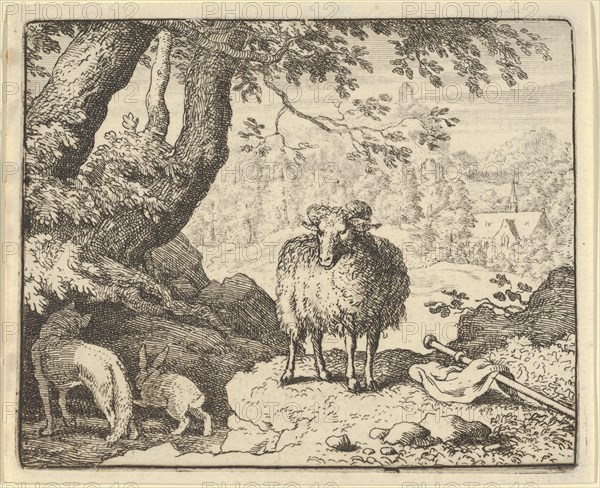 Renard Convinces the Rabbit to Enter His Burrow and Kills Him. From Hendrick van Alcmar's Renard The Fox