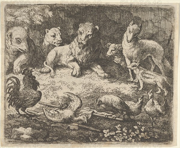 The Rooster Accuses Renard of the Murder of One of His Chickens from Hendrick van Alcmar's Renard The Fox