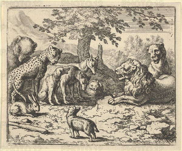 The Lion Takes the Advice of the Other Animals for Renard's Punishment. From Hendrick van Alcmar's Renard The Fox