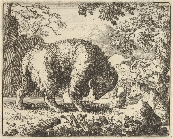 Renard Promises the Bear to Take Him to a Place Where He Will Find Honey. From Hendrick van Alcmar's Renard The Fox