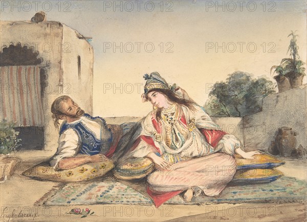 A Moroccan Couple on Their Terrace, 1832.