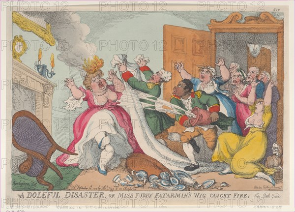 A Doleful Disaster, or Miss Fubby Fatarmin's Wig Caught Fire, September 20, 1813.