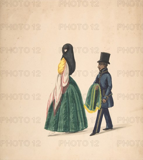 A Woman, Followed by Her Servant, 1840-50.