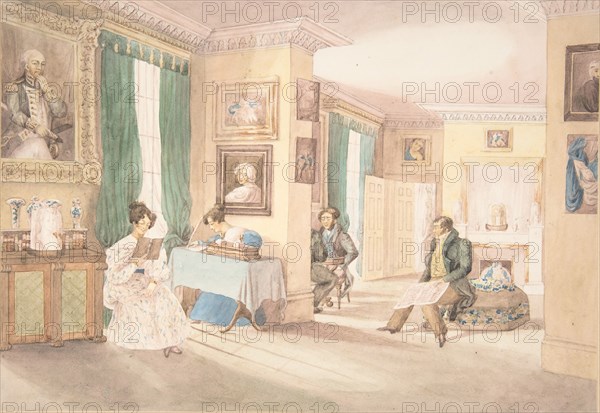 An Interior at Hatton, Warwickshire, 1820-30.