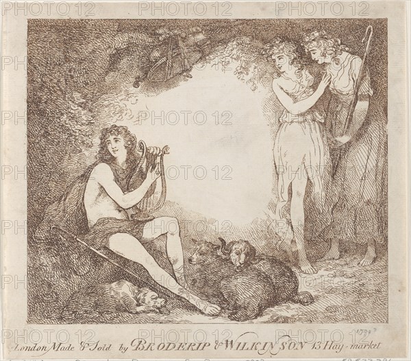 Apollo, Lyra and Daphne (Trade card illustrating "Marian, an Opera"), 1797-99.