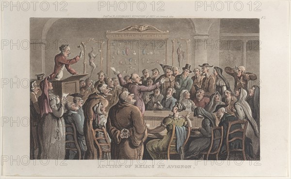 Auction of Relics at Avignon, from "Journal of Sentimental Travels in the Southern Provinces of France, Shortly Before the Revolution", 1821.