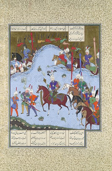 Bahram Gur Advances by Stealth against the Khaqan, Folio 577v from the Shahnama (Book of Kings) of Shah Tahmasp, ca. 1530-35.