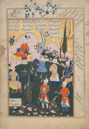 Birth of Zal, Folio from a Shahnama (Book of Kings), 1576-77.