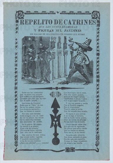 Broadsheet relating to womanizers who are standing on a corner looking up at a woman on a balcony, ca.1904.