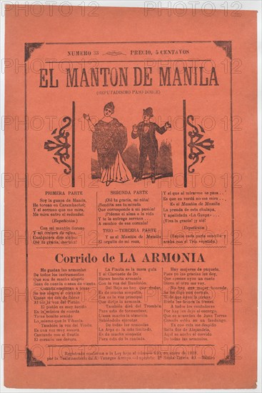 Broadsheet with songs for a two-step dance, a couple dancing, ca. 1918 (published).