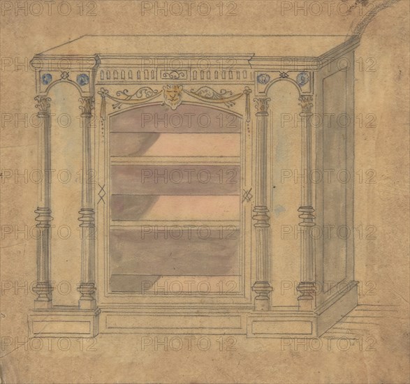 Cabinet Design with Central Shelves, 19th century.