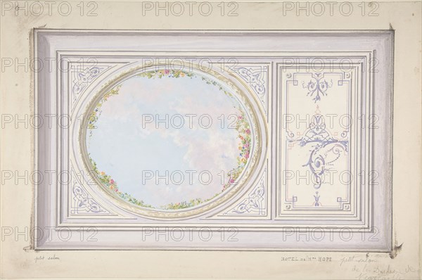 Ceiling Design for the "Petit Salon" of the Duchess of Newcastle, Hôtel Hope, ca. 1867.