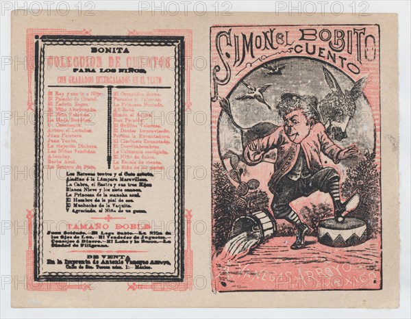 Cover for 'Simonel Bobito', a man stomping and a donkey in the background, ca. 1890-1910.