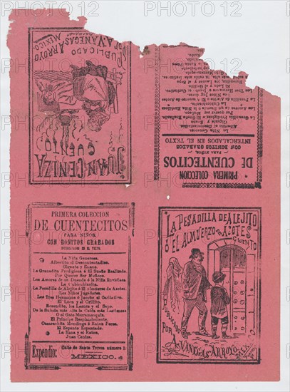 Covers for 'La Pesadilla de Alejito o el Almuerzo de Azotes' and 'Juan Ceniza', ca. 1890-1910.