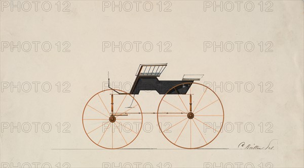 Design for 4 seat Phaeton, no top (unnumbered), 1850-70.