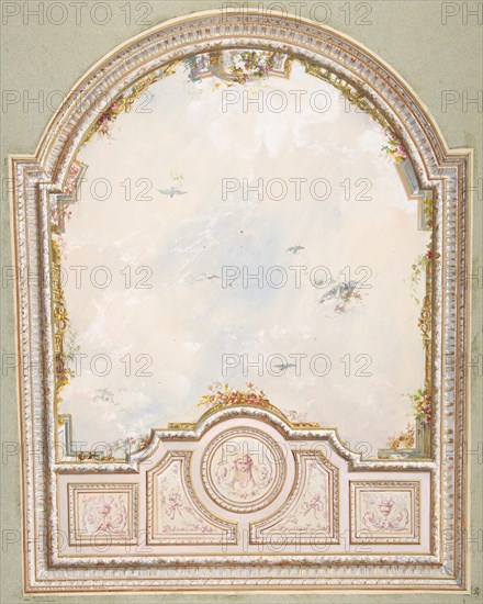 Deign for a ceiling a a trompe l'oeil sky, second half 19th century.