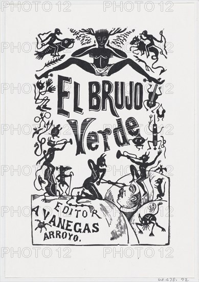 Demons troubling a sick man in bed, illustration for 'El Brujo Verde (The Green Magician)' edited by Antonio Vanegas Arroyo, ca. 1880-1910.