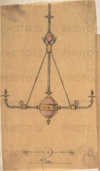 Design for [Gas?] Lights for a Church, ca. 1880.