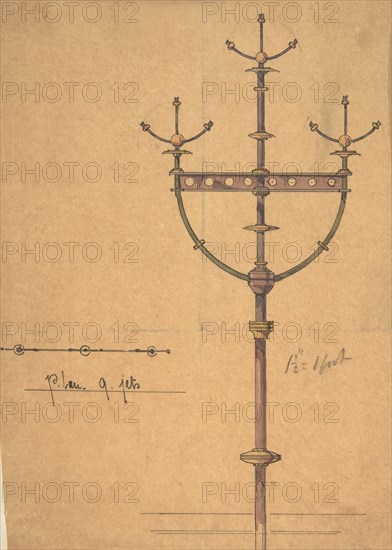 Design for [Gas?] Lights for a Church, ca. 1880.