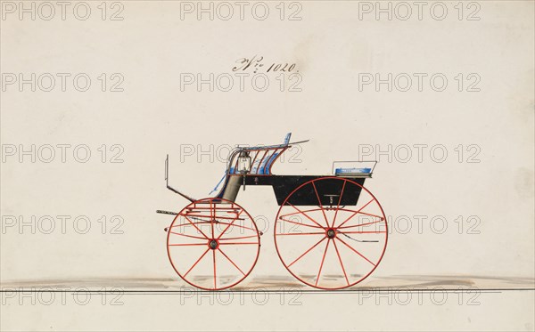 Design for 4 seat Phaeton, no top, no. 1020, 1850-70.