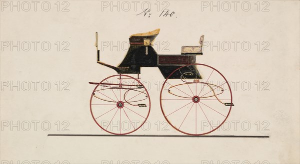 Design for 4 seat Phaeton, no top, no. 140, 1850-70.