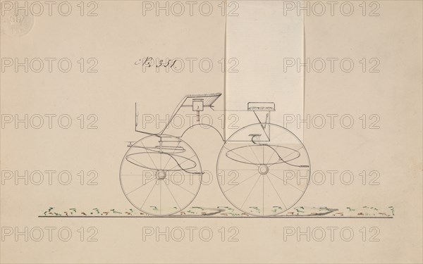 Design for 4 seat Phaeton, no top, no. 351, 1850-70.