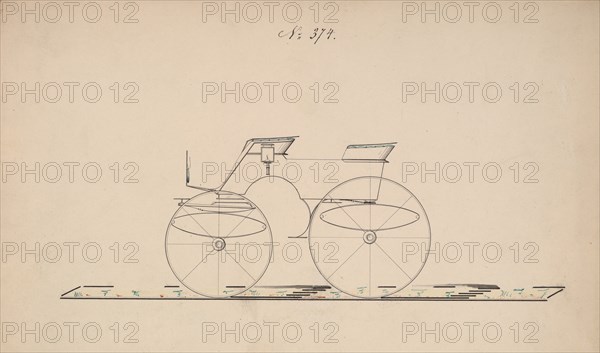 Design for 4 seat Phaeton, no top, no. 374, 1850-70.