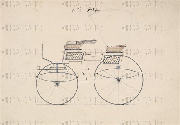Design for 4 seat Phaeton, no top, no. 434, 1850-70.
