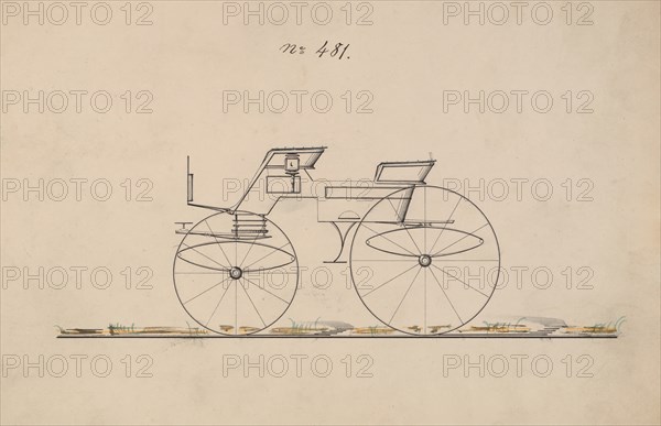 Design for 4 seat Phaeton, no top, no. 481, 1850-70.