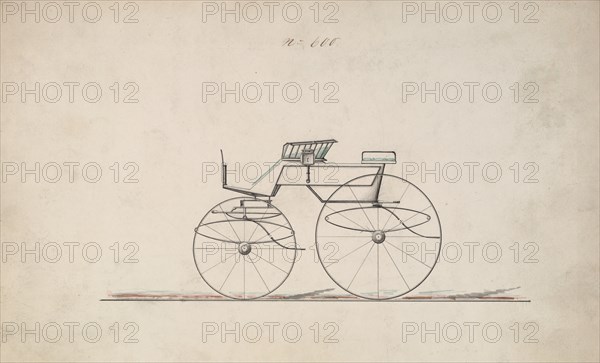 Design for 4 seat Phaeton, no top, no. 500, 1850-70.