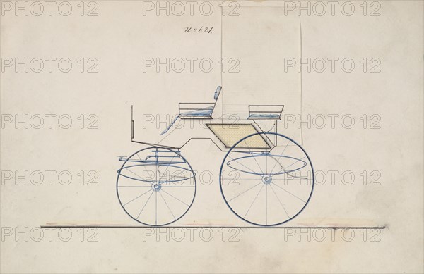 Design for 4 seat Phaeton, no top, no. 621, 1850-70.