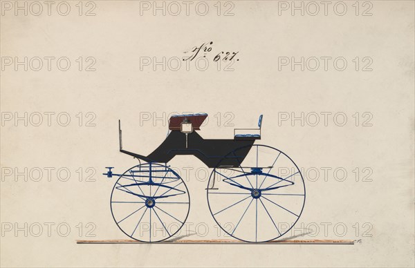 Design for 4 seat Phaeton, no top, no. 627, 1850-70.