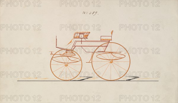 Design for 4 seat Phaeton, no top, no. 689, 1850-70.