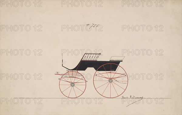 Design for 4 seat Phaeton, no top, no. 755, 1850-70.
