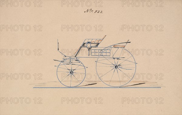 Design for 4 seat Phaeton, no top, no. 932, 1850-70.