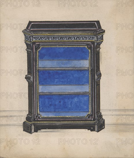 Design for a Black Cabinet with a Blue Interior, 19th century.