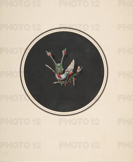 Design for a brooch with a bird motif, 19th century.