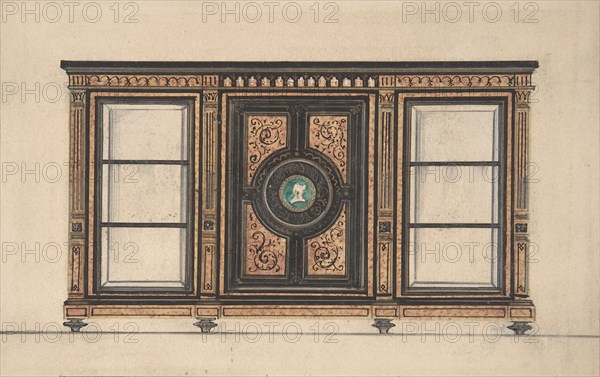 Design for a Cabinet with Portrait Rondel, 19th century.