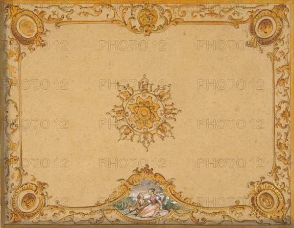Design for a ceiling with painted decoration, 1830-97.