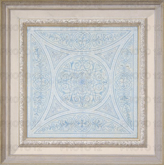 Design for a ceiling paianted in filagree patterns, 1830-97.