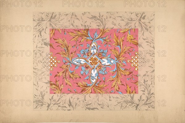 Design for a ceiling with floral design, second half 19th century.