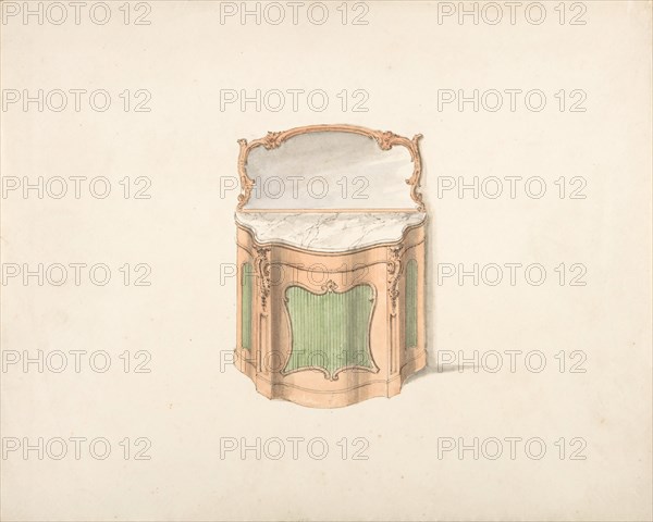 Design for a Dressing Cabinet with Marble Top and Mirror, early 19th century.