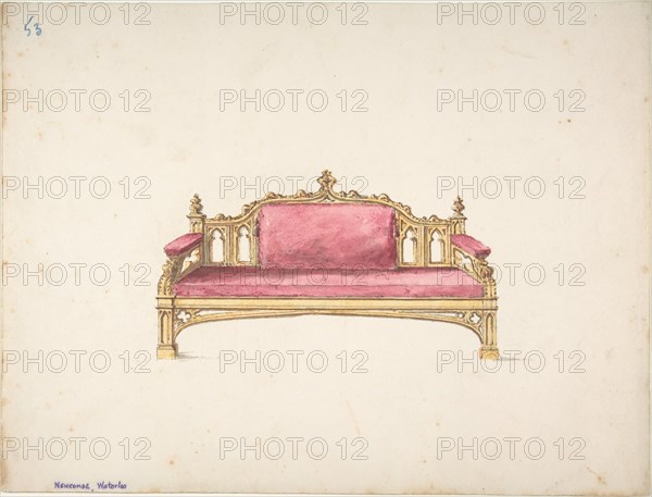 Design for a Gothic Settee, early 19th century.
